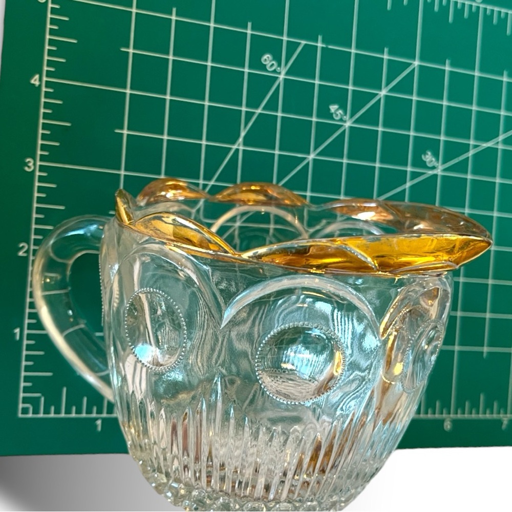 VTG Scalloped Gold Rimmed Pressed Glass Creamer by Bartlett Collins - Picture 5 of 11